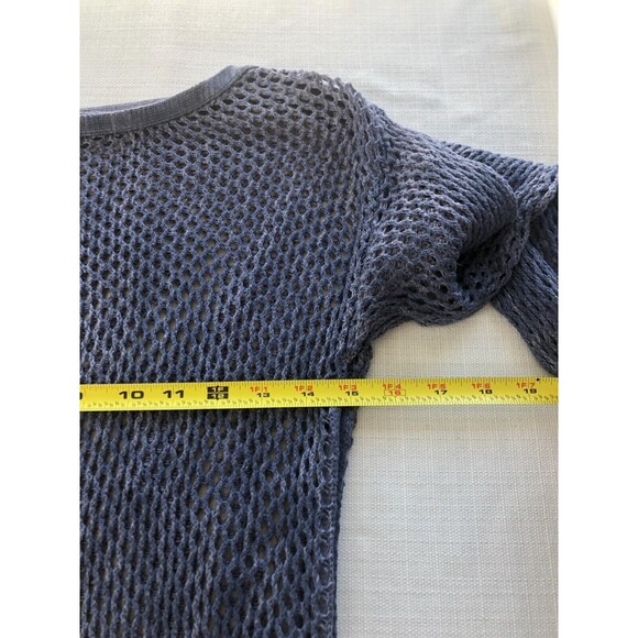 Chicos Bayla Open-Knit Sweater Blue Size 0 / Small Textured Drawstring Sides - Picture 8 of 16